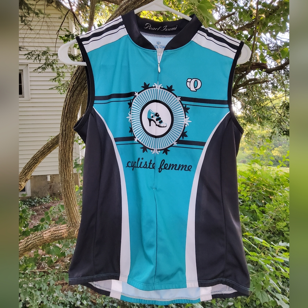 Pearl Izumi teal "cyclists femme" sleevless top with rear pockets